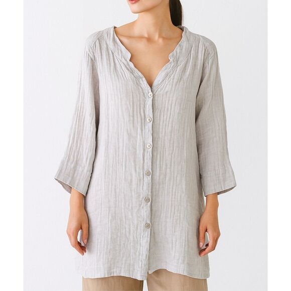 Flax NWOT linen long button front tunic size medium - Picture 1 of 8